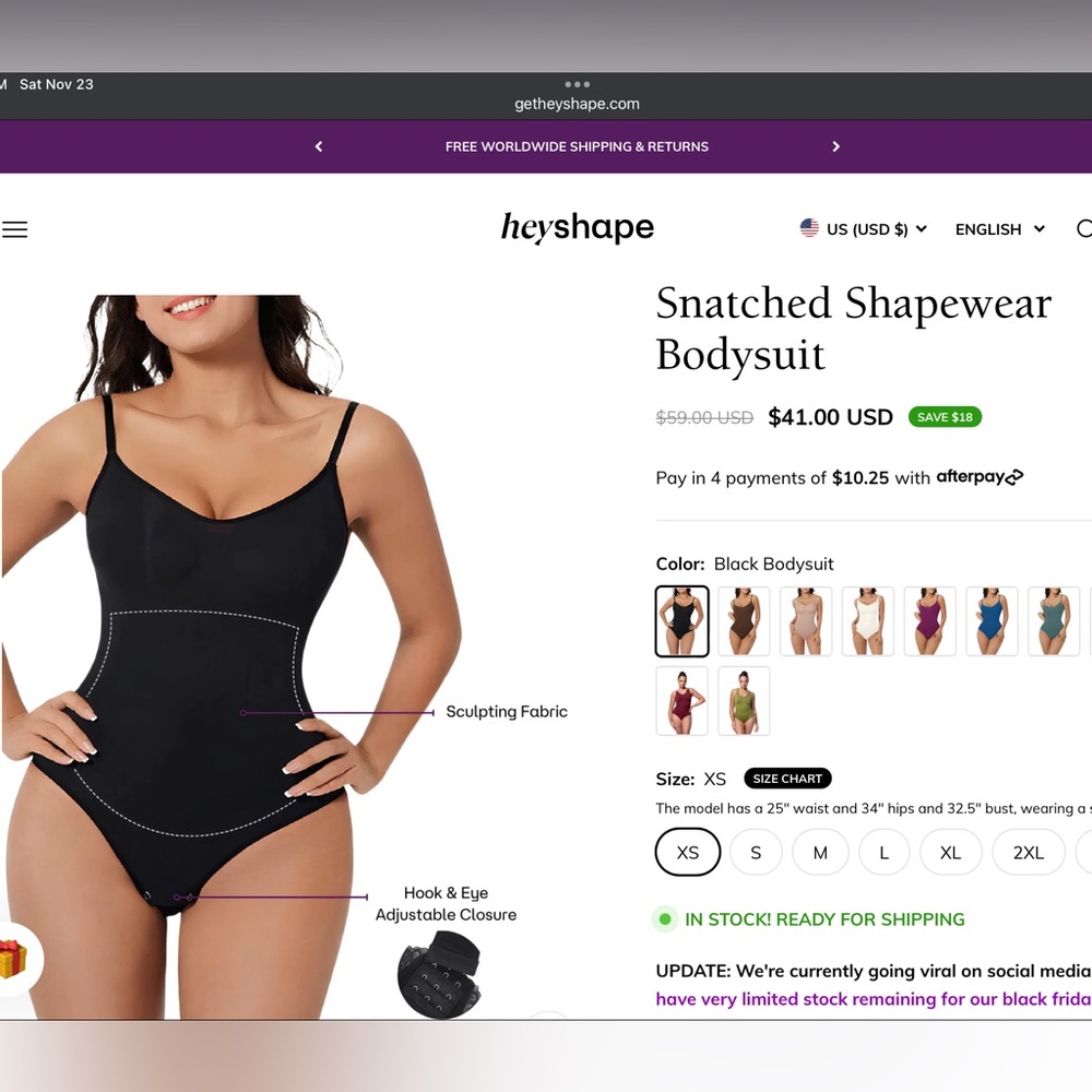 HeyShape Black Snatched Shapewear Bodysuit